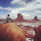 Tweeted by "Oliver Biles" 4 hours ago: "Never have I felt so small.. #MonumentValley #Utah #Arizona #America #Roadtrip @ Monument Valley,…".