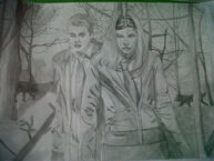 Tweeted by "@jackevans36": "@aimeemkelly drawing I draw of u n bobby".