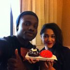 Tweeted by Tasie: "Myself and @dayookeniyi enjoying the delicious cupcakes sent from @jade_ramsey".