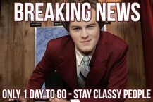 Tweeted by "@PopShack" 5 hours ago: "Only 1 MORE DAY 'til the PopShack Christmas video! #stayclassy @BradKavanagh @RonBurgundy".