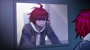 Takumi looks at his reflection in the mirror.