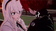 Karua sees Takumi's new appearance.