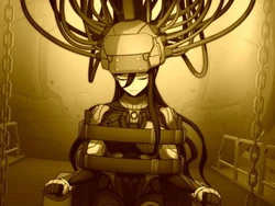 Eva being placed in the machine