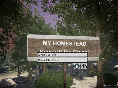 User Interface of Land Claim Pole. Pink range indicator is toggled on.