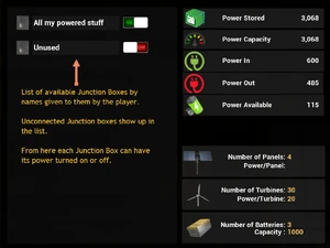 Control Panel UI referencing Junction Boxes
