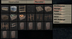 Placeables Menu Storage