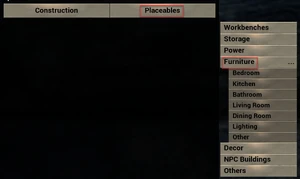 Placeables Menu Furniture