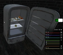 Fridge turned on and filled with food