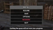 The "respawn" option is highlighted in the main menu.