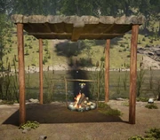 Shelter over campfire