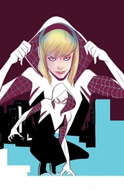 Textless cover of Spider-Gwen #0 (November ) depicting her first appearance design. Art by Robbi Rodriguez