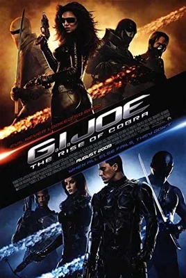 In the center of the image are the titles and credits. Above them, in front of a brown background with orange flames and "Evil never looked so good" in red letters, a man in a hooded white suit holding a sword, a woman wearing sunglasses and a leather suit holding two guns, a masked man in battle fatigues holding a rifle, and a scarred man wearing a mask that covers his face below the eye. Below, against a blue background and blue flames, with "When all else fails, they don't" in blue letters, a man in a black bodysuit with a visor in his face holding a sword, and two men and women in leather suits holding guns.