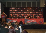 The  panel at the 2012 . From left to right: emcee , , , ,  and .