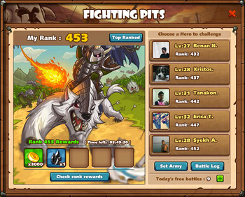 Fighting Pits Main Screen