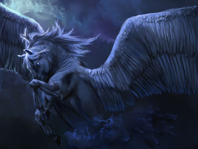 原画　「Pegasus」 Pegasus, fantasy, cloud, wings, luminos, feather, grafit