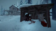 За домом находится сарай.