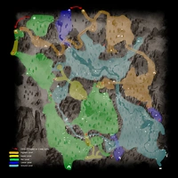 Ash canyon topography.png (72 kB) Map topográfico by Reddit user u/Soul_Reaper_38. Las colores indican las alturas promedios de grandes zonas , los colores van desde las más bajas a las más altas , en orden celeste , azul , verde , amarillo , naranja y rojo.