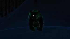 Un oso durante la aurora