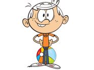 Lincoln Loud sitpoppng a beach-ball