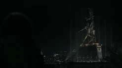 The "New Colossus" Monument, which stands on the former site of the Statue of Liberty.