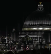 The Volkshalle at night
