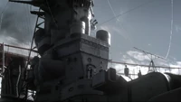 Worm's-eye view of the bridge of an IJN warship