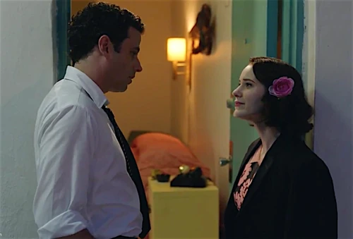 Midge and Lenny outside Lenny's hotel room in Miami.