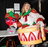 AJ Michalka Backstage With Her Mask