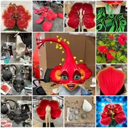 Building process of Hibiscus' costume, including concept art