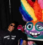 Charlie Wilson backstage with his mask