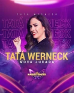 Announcement of Tatá Werneck as a new panelist.