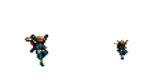 16-bit spritesheet of Ninja shrinking.