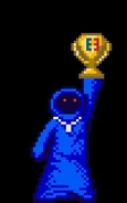 The Shopkeeper holding an E3 trophy, from this tweet.