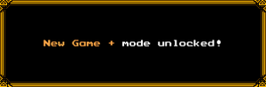 New Game + mode unlocked message that appears after the credits.