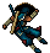 Sprite do Ninja em 16-bit sendo atingido.