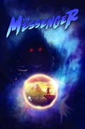 The Messenger soundtrack artwork, which depicts The Shopkeeper gazing at Ninja within a scrying orb.