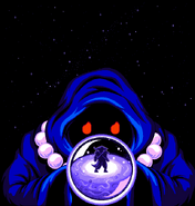 The Music Box cutscene, where The Shopkeeper gazes at Ninja inside of a scrying orb.