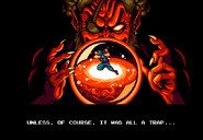 Picnic Panic intro cutscene, depicting Barma'thazël gazing at Ninja within a scrying orb.