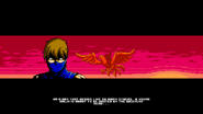 The beta version of the intro cutscene, depicting a very blue Ninja noticing the Western Hero's approach.