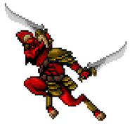 Sprite of Barma'thazël dashing forward with both swords.