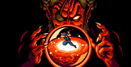 Picnic Panic cutscene, where Barma'thazël gazes at 8-bit Ninja inside of a scrying orb.
