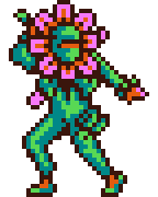 Ninja dressed as a large pink flower.