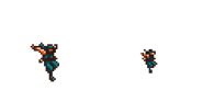 8-bit spritesheet of Ninja shrinking.