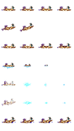 Spritesheet of Ninja and Ruxxtin surfing.