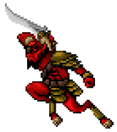 Sprite of Barma'thazël dashing forward with one sword.