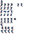 La version beta de la feuille de sprites de Ninja 8-bit.