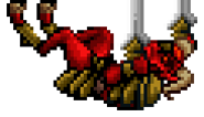 Sprite of Barma'thazël clinging to his swords in the ceiling.