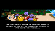 Picnic Panic intro cutscene, depicting Phobekins enjoying their picnic.