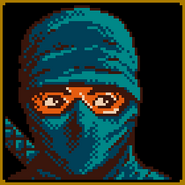 Le portrait de dialogue de Ninja 8-bit, sans le parchemin.