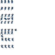 La version beta de la feuille de sprites de Ninja 16-bit.